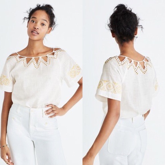 NWT Madewell Women’s Eyelet Peekaboo Top - Picture 2 of 8
